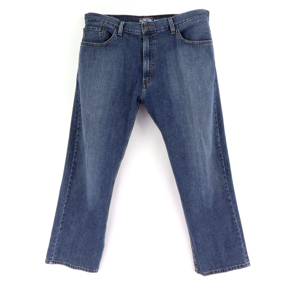 Signature Levi Strauss & Co. Jeans Straight Leg Mens Size 38x30 Blue 100% Cotton
